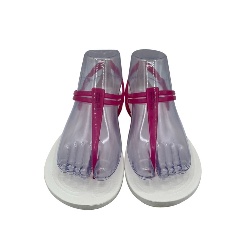 Crocs Isabella T-Strap Thong Sandals White Pink Comfort Slip On Womens 7 - Picture 6 of 8